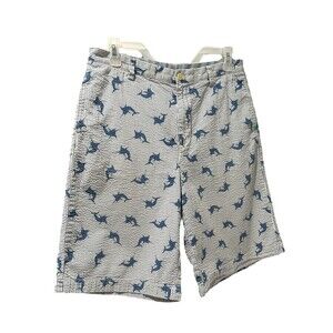 Vineyard Vines Boys Size  18 Blue Seersucker Swordfish Shorts Preppy Coastal